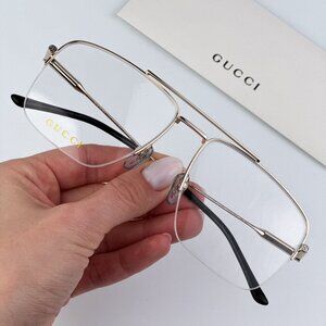 Gucci GG1415O 001 BRAND NEW Eyeglasses Gold Pilot Women
